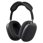 A pair of over-ear wireless headphones with a dark, matte finish and cushioned ear pads.
